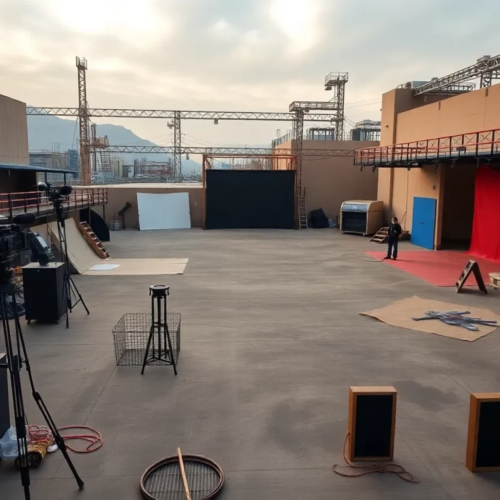 Empty film set at Trilith Studios showing the impact of a tragic event.
