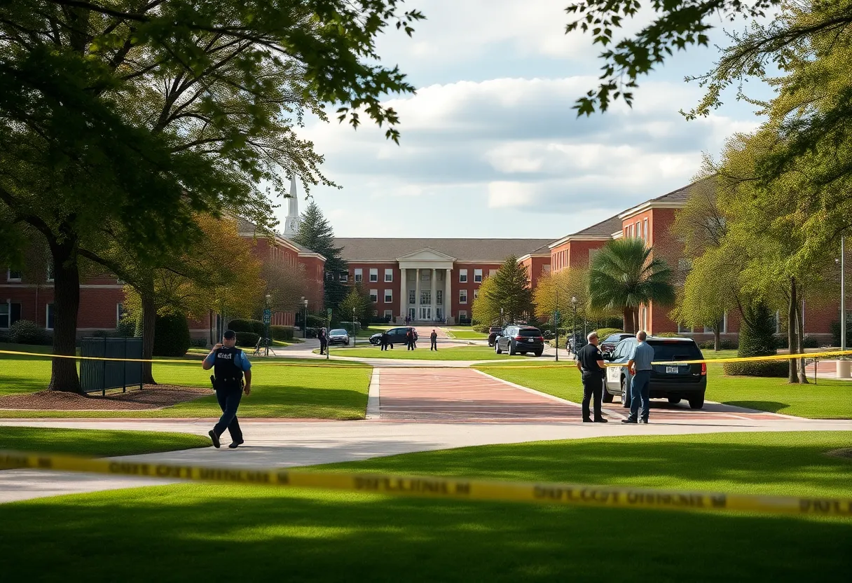 Campus scene after shooting incident at Albany State University