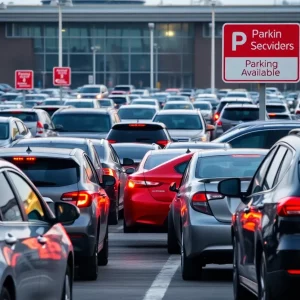 Hartsfield-Jackson Atlanta International Airport parking lot filled with vehicles during the holiday season.