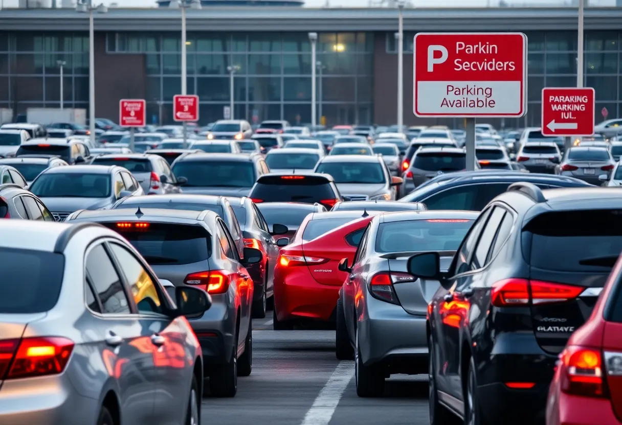 Hartsfield-Jackson Atlanta International Airport parking lot filled with vehicles during the holiday season.