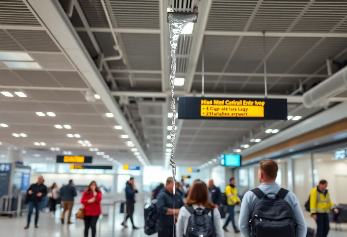 Water dripping from the ceiling at Hartsfield-Jackson Atlanta International Airport