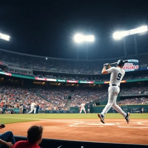 A player hitting a home run during a Braves game