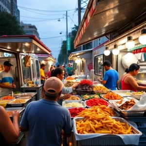 Colorful food trucks serving various types of cuisine in Atlanta