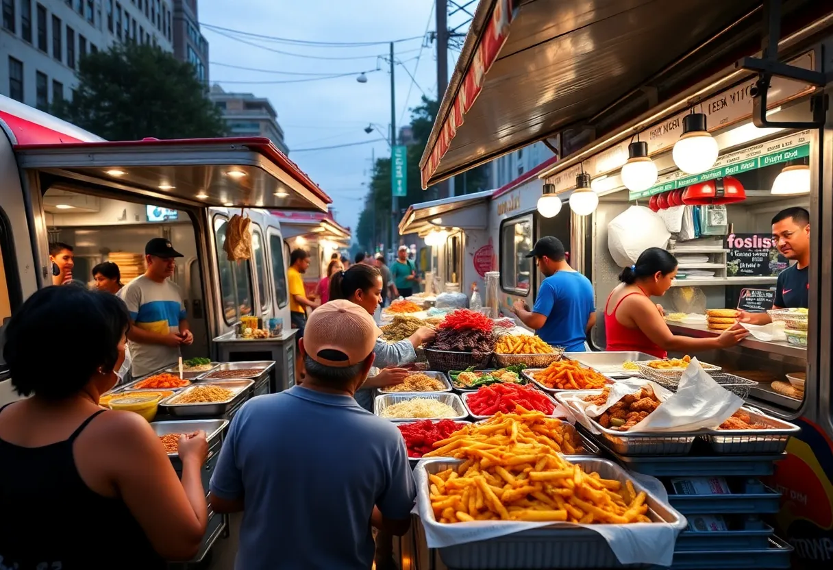 Colorful food trucks serving various types of cuisine in Atlanta