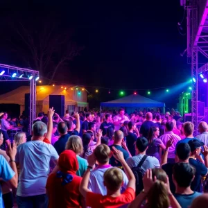 Vibrant concert scene in Atlanta with performers and audience