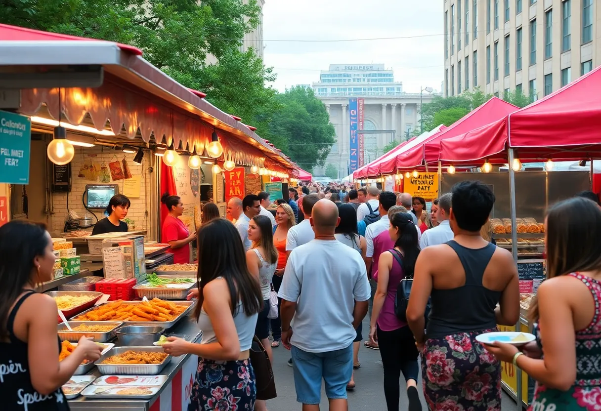 Crowd enjoying diverse cuisines at Atlanta food festival