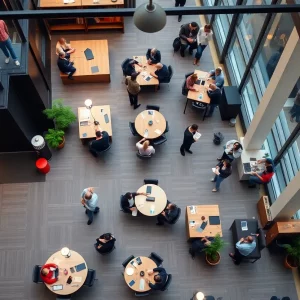 People networking in a modern co-working space in Atlanta
