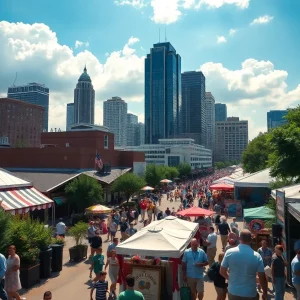Atlanta cityscape during Labor Day weekend with sunny weather.