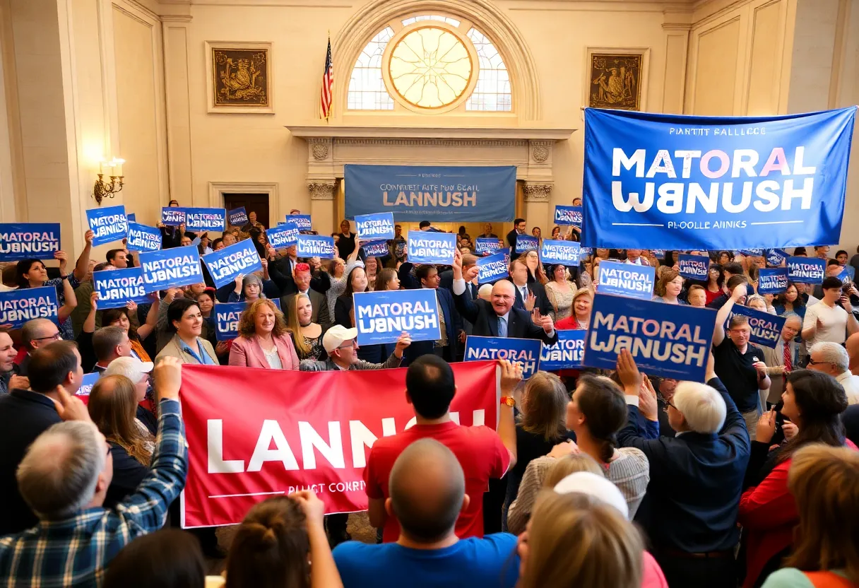 Supporters gathered at Atlanta City Hall for the campaign launch