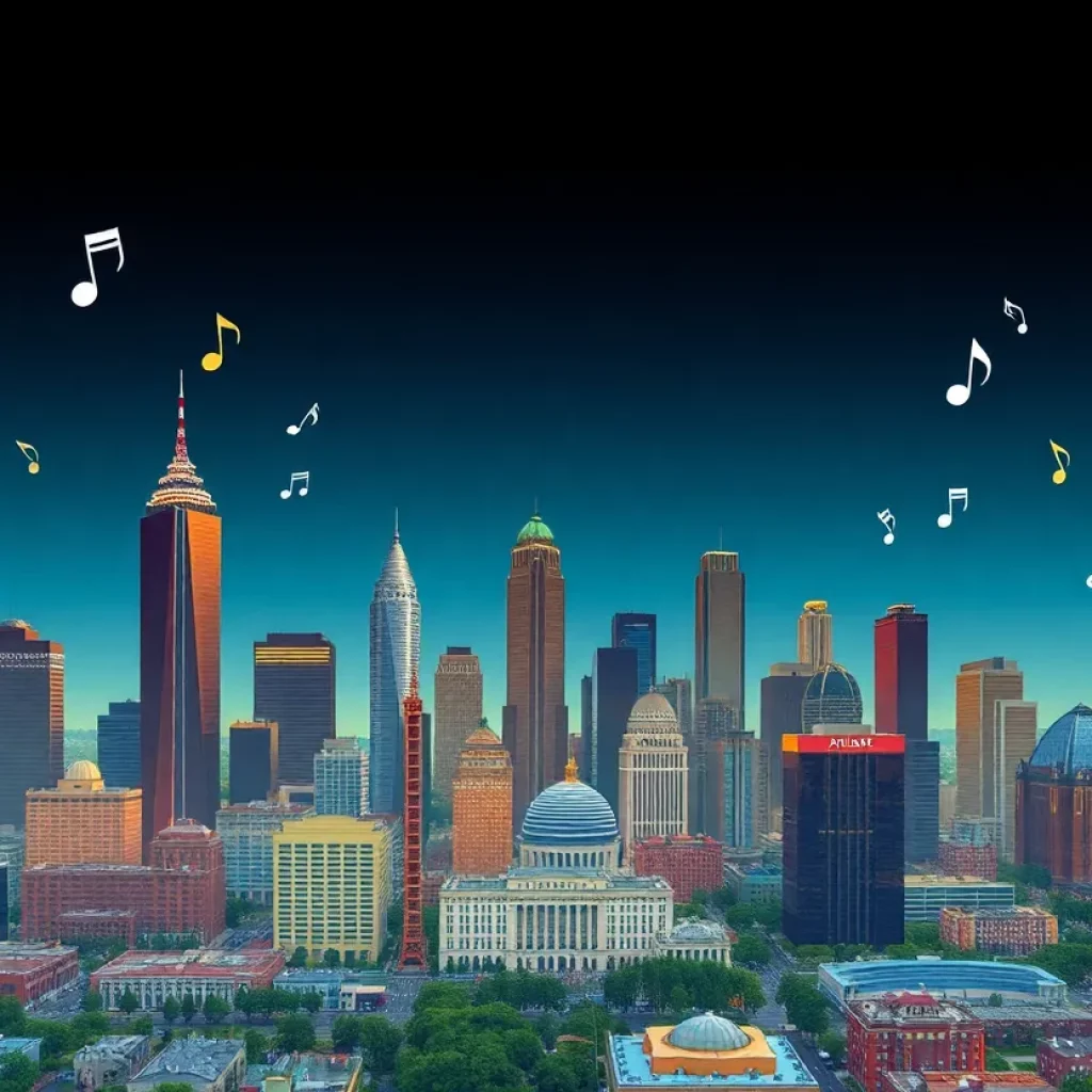 Vibrant cityscape of Atlanta highlighting the music scene