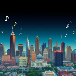 Vibrant cityscape of Atlanta highlighting the music scene