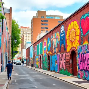 Colorful street art in Atlanta showcasing various murals and styles.