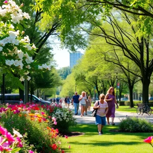 People enjoying extended summer weather in Atlanta