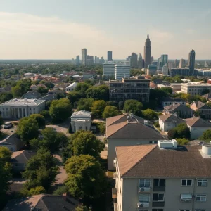 Atlanta skyline on a hot summer day