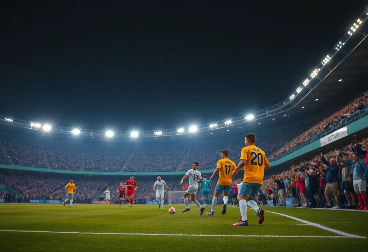 Soccer players from Atlanta United and Nashville SC competing in a match at Geodis Park.