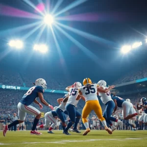 Atlanta Falcons players executing a game plan on the field
