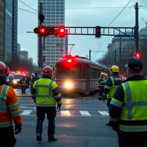 Emergency responders at the scene of a train incident in Atlanta