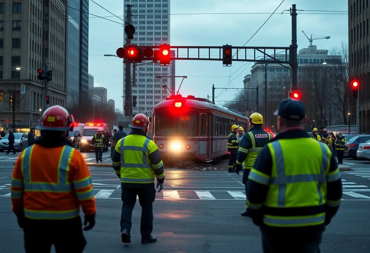 Emergency responders at the scene of a train incident in Atlanta