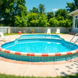 Backyard swimming pool with safety features