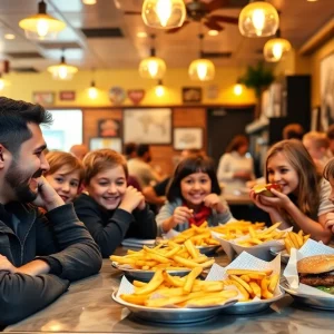 Interior of Baddies Burger House filled with patrons enjoying meals