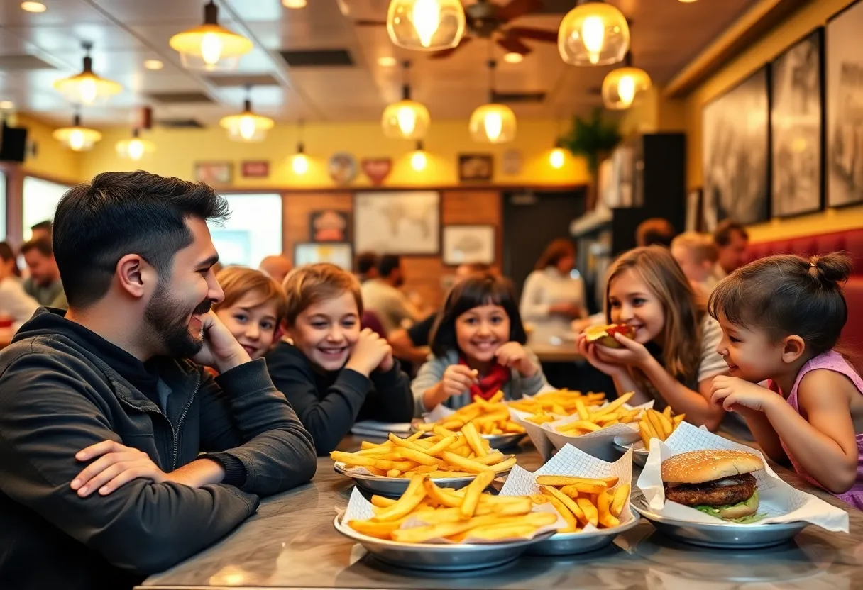 Interior of Baddies Burger House filled with patrons enjoying meals