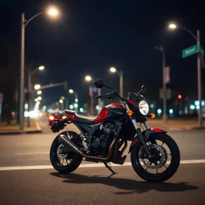 A motorcycle at the scene of a tragic accident, symbolizing loss.
