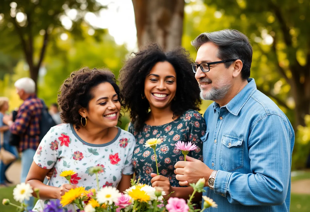 Outdoor scene representing community and celebration of life