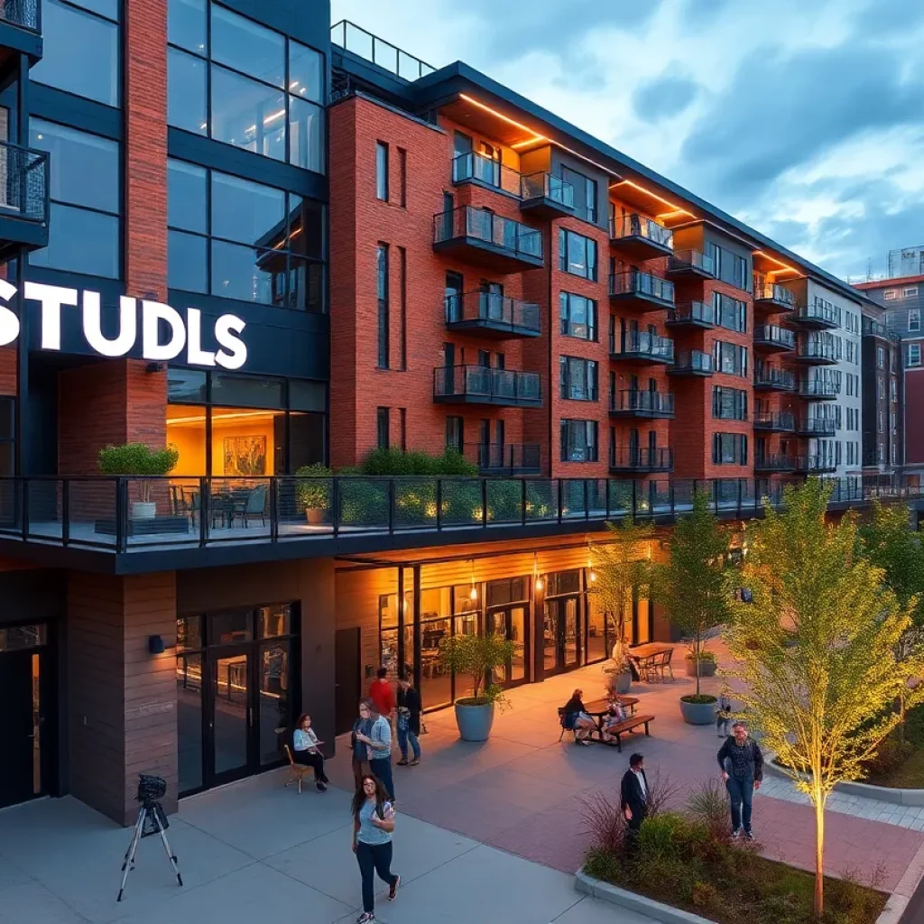 Rendering of the new student housing development replacing the Cheetah Lounge in Atlanta.