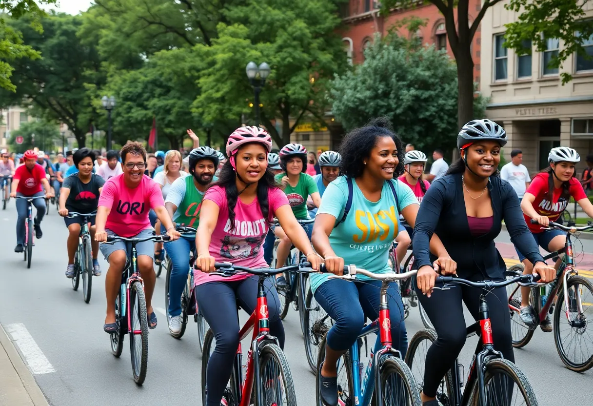 Participants enjoying a community bike ride in Atlanta