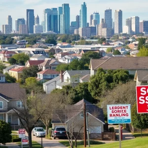 Dallas cityscape with short-term rental signs