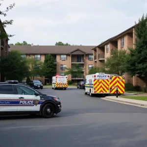 Police at the scene of a shooting at Carmel Creek Apartments in DeKalb County.