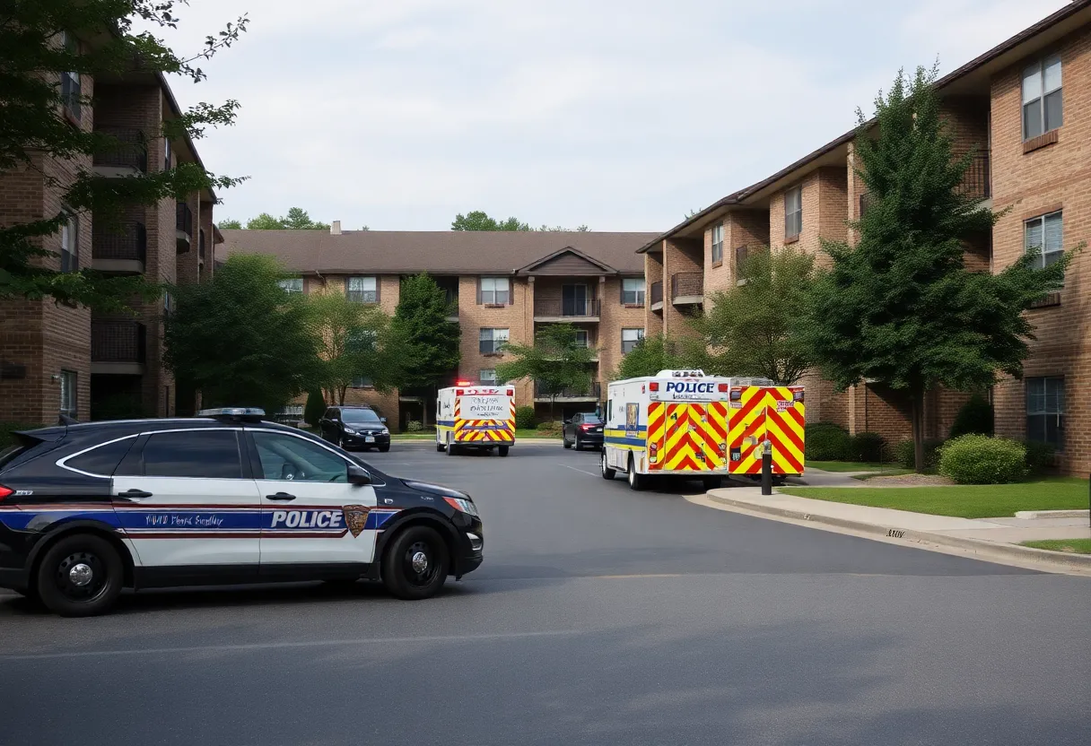 Police at the scene of a shooting at Carmel Creek Apartments in DeKalb County.