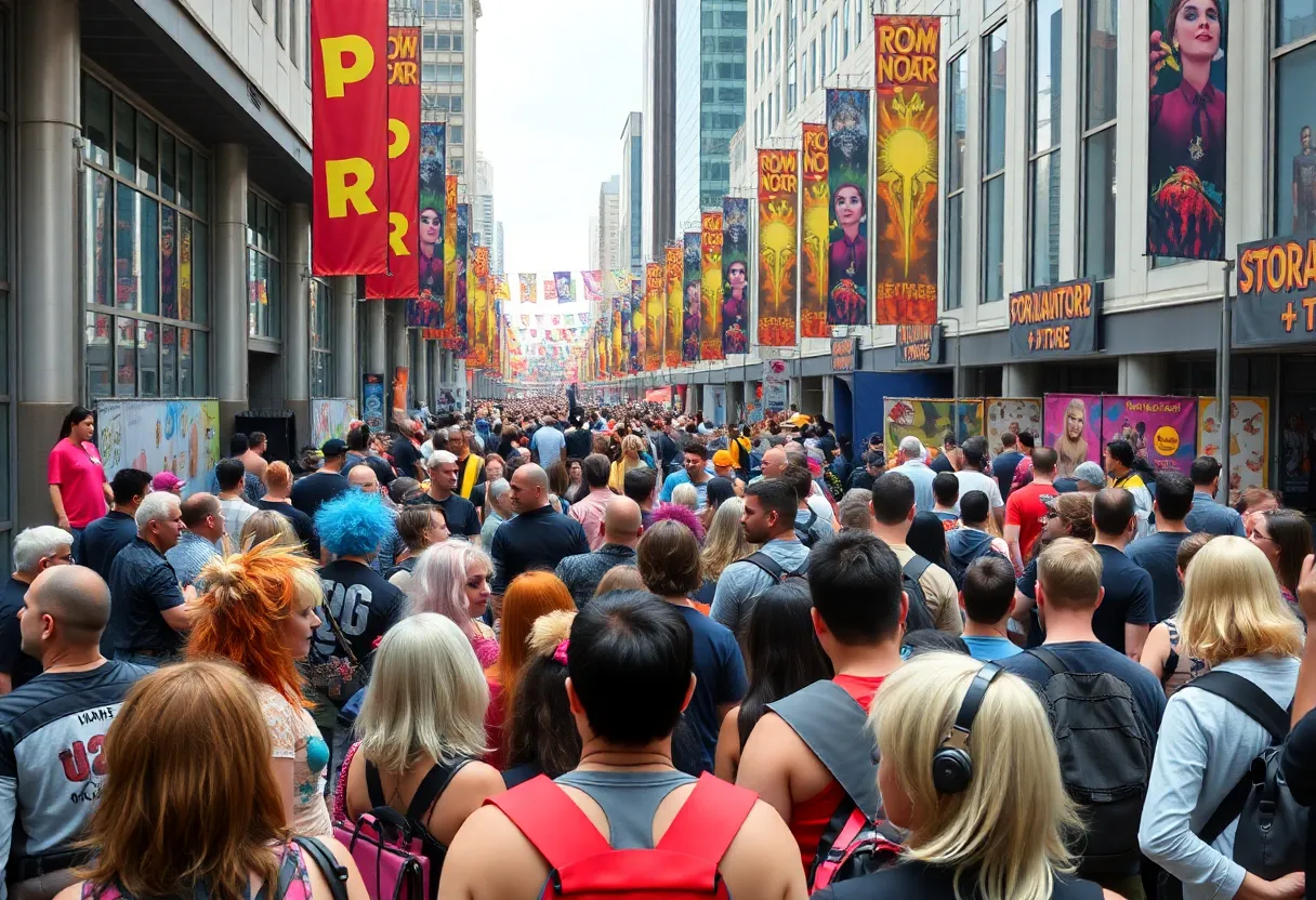 Crowd of attendees in costumes at Dragon Con 2023