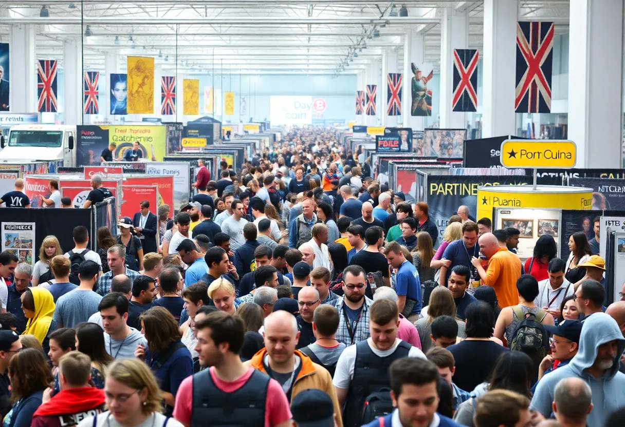 Attendees enjoying Dragon Con with colorful costumes and exhibits