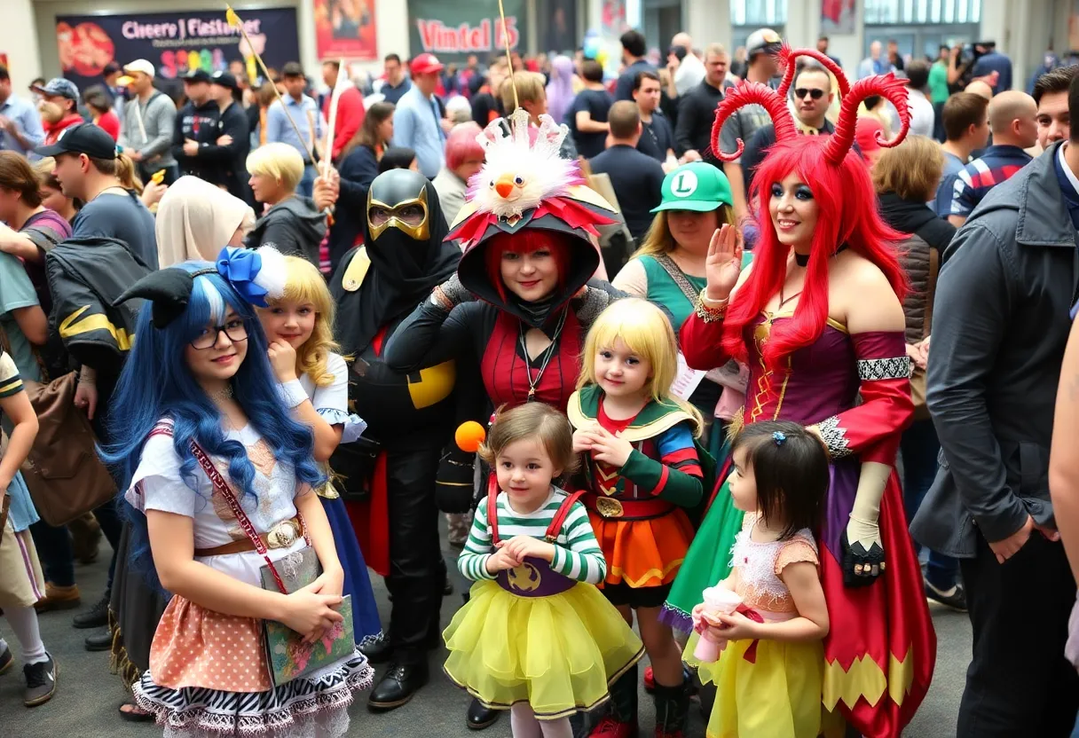 Crowd enjoying Dragon Con festivities with cosplayers