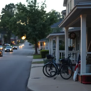 Quiet street in East Atlanta with bicycles on porches