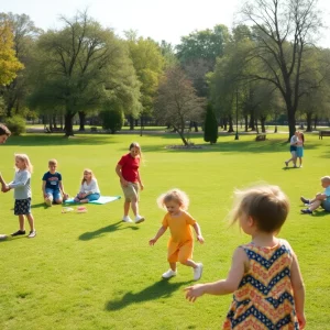 Family participating in outdoor activities in a park in Brookhaven