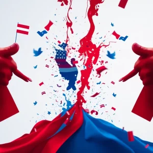 Abstract representation of shifting political allegiances