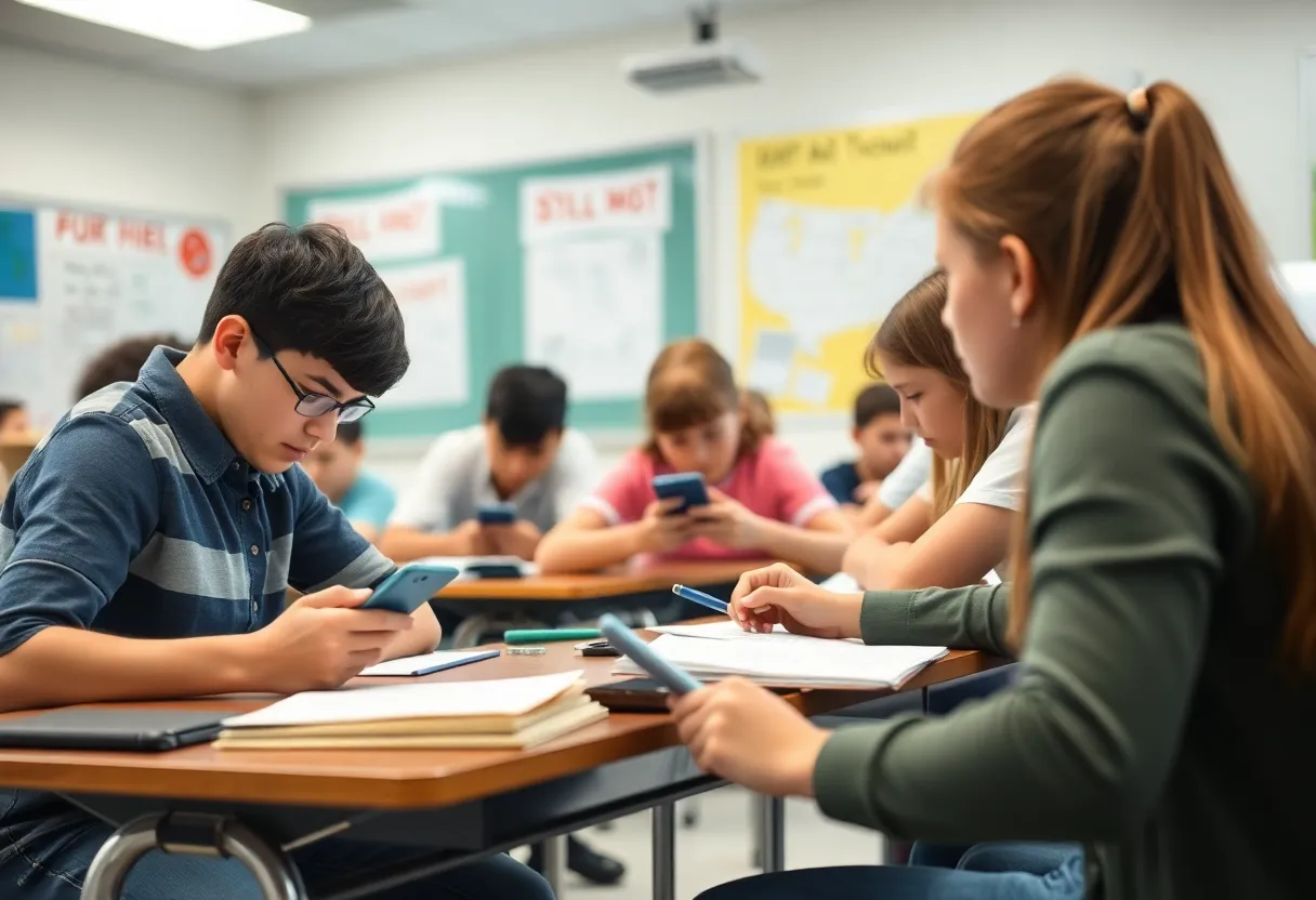 Classroom without cell phones, highlighting focus