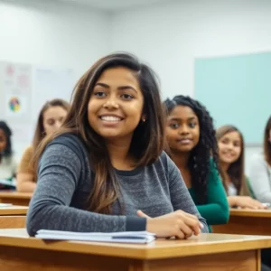 Diverse students in a classroom learning about health education