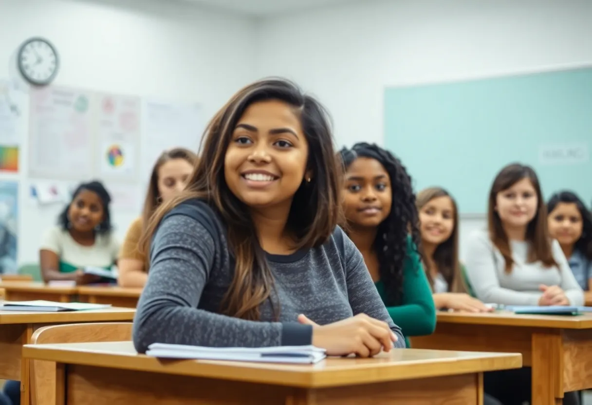 Diverse students in a classroom learning about health education