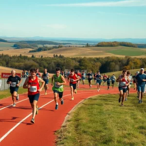 Runners participating in a Georgia Southern cross country event