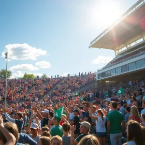 Crowd enjoying activities at Georgia Southern Fan Day