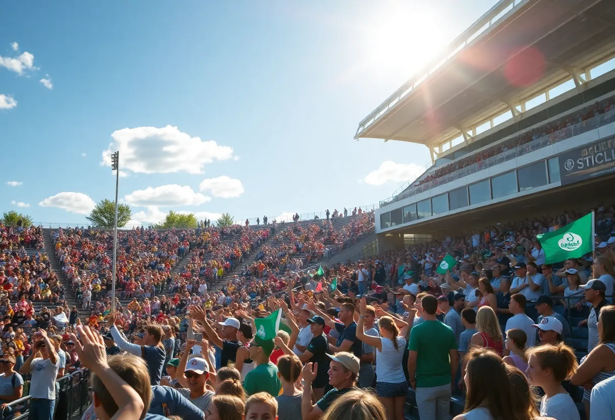 Crowd enjoying activities at Georgia Southern Fan Day