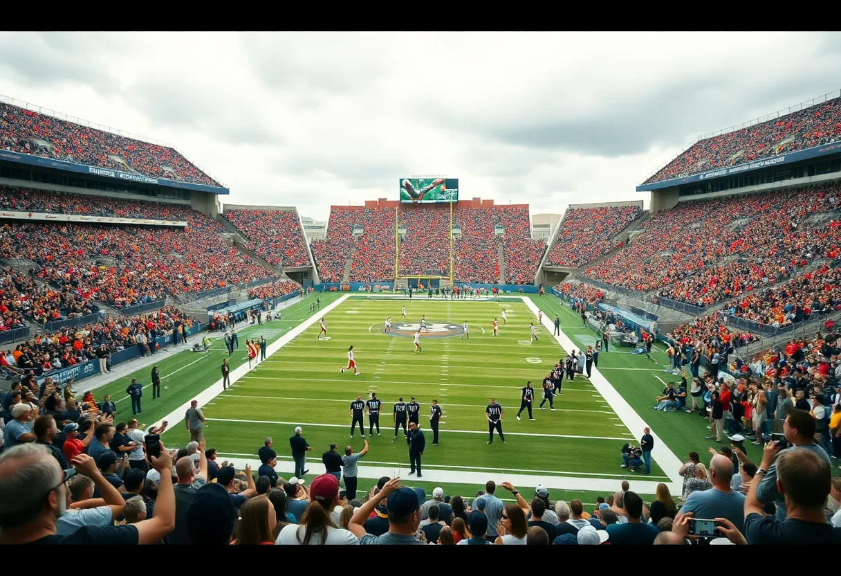 Fans cheering in the football stadium for Georgia State Panthers