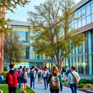 Students and faculty celebrating fundraising success at Georgia Tech campus.