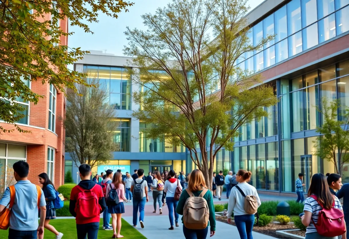 Students and faculty celebrating fundraising success at Georgia Tech campus.