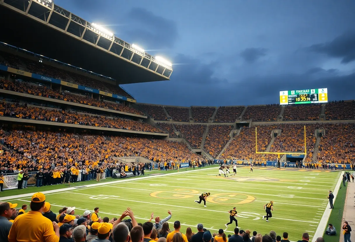 Fans cheering for the Georgia Tech Yellow Jackets during a football game