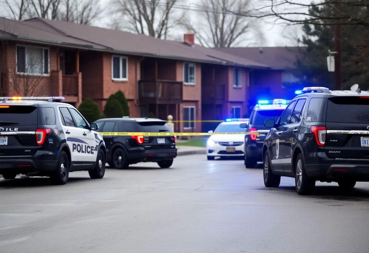 Police vehicles at the scene of a Gwinnett County murder-suicide investigation