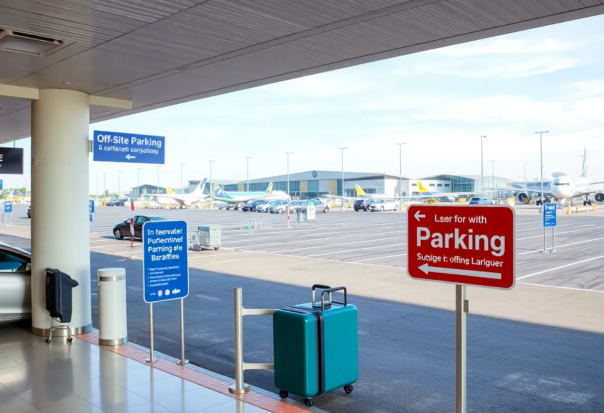 Parking lot with shuttles at Hartsfield-Jackson Airport